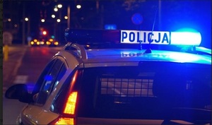 Belka sygnałowa z napisem policja
