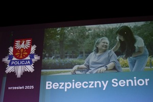 hasło Bezpieczny senior obok logom KPP Dąbrowa Tarnowska