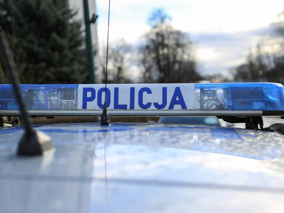 Belka sygnałowa z napisem Policja